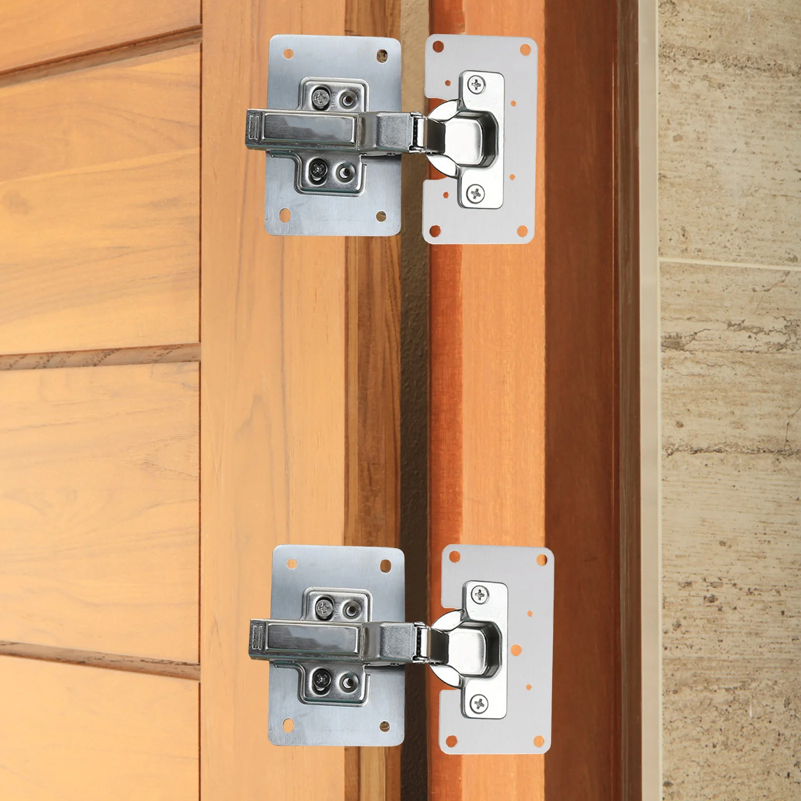 

4Sets Cabinet Hinge Repair Plate Stainless Steel Durable Fixing Plate Kit for Door Hinge Mending Repair Bracket