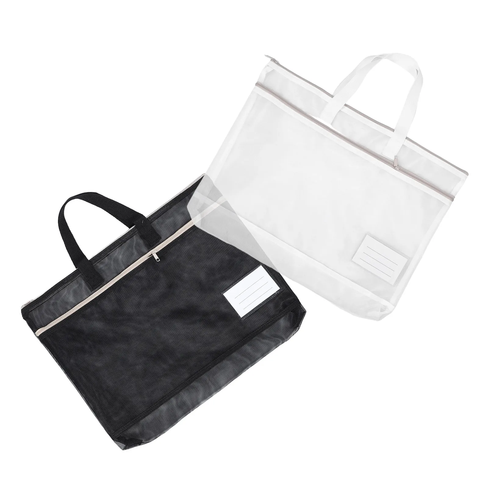 

2Pcs A3 Nylon Document Bags Large Capacity Zipper Portfolio Mesh Pouch Handle Travel Poster Painting Organizer