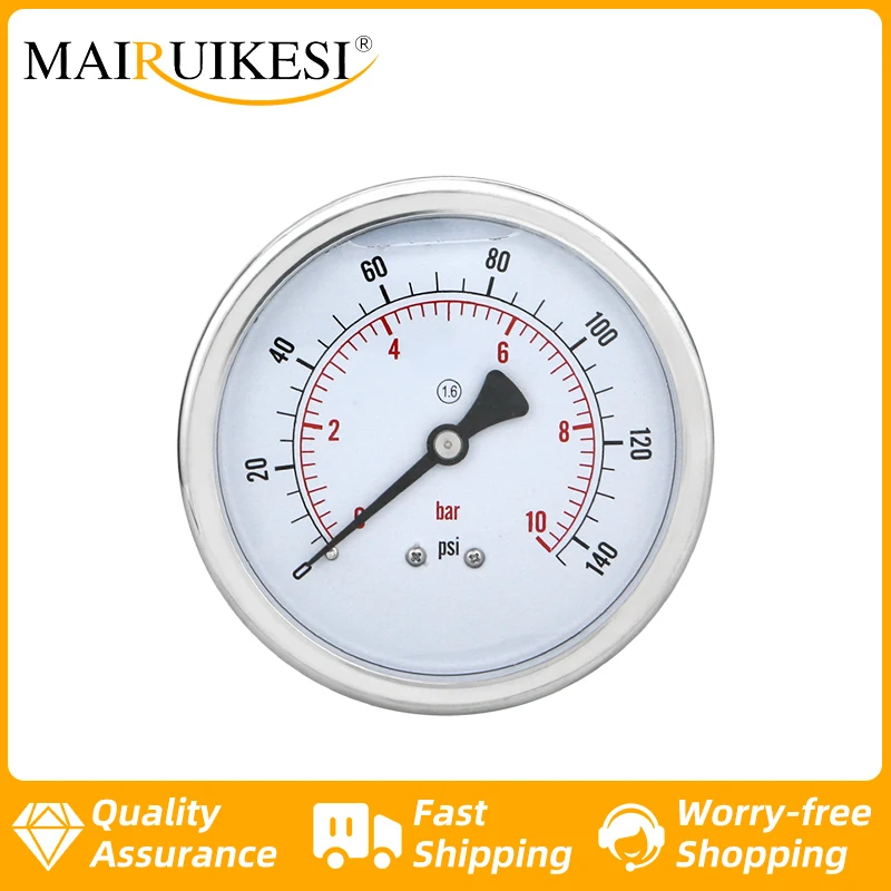 MAIRUIKESI 100mm Pressure Gauges  Axial Connection Installation -1...0...600bar/psi Applicable To Air, Gas, Water, Fuel Liquid