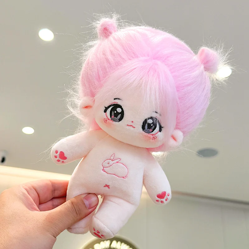 20cm Cute Red Bow Dress Suit Plush Doll Toy Kawaii Stuffed Soft Idol Cotton Doll for DIY Clothes Girls Kids Fans Collection Gift