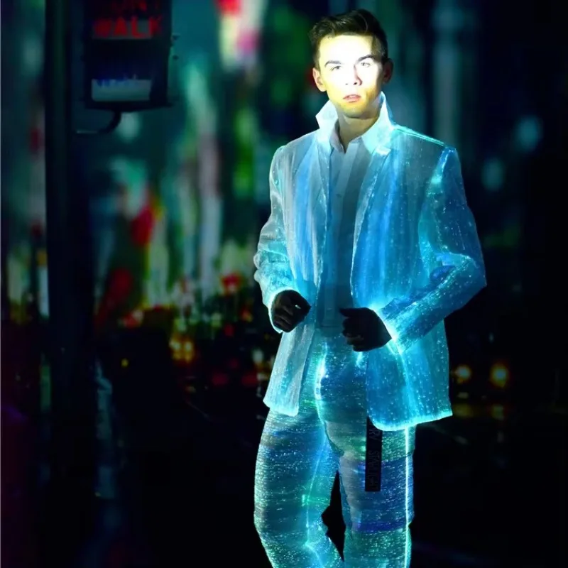 light up led luminous jacket mens designer party stage wear heavy mens suits blazer