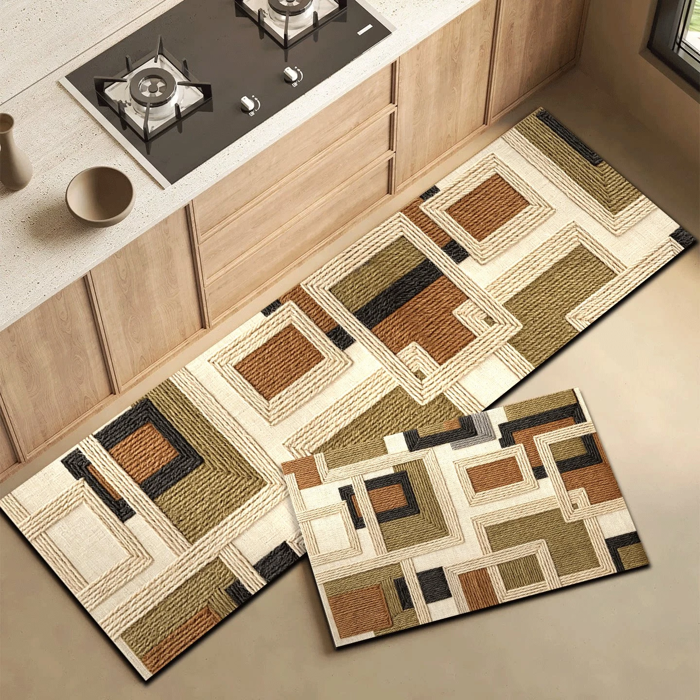 Kitchen Rugs Imitation Hemp Rope Weave Texture Carpet Anti-fouling Washable Pvc Floor Mat Long Strip Runner Anti-slip Mats 주방매트