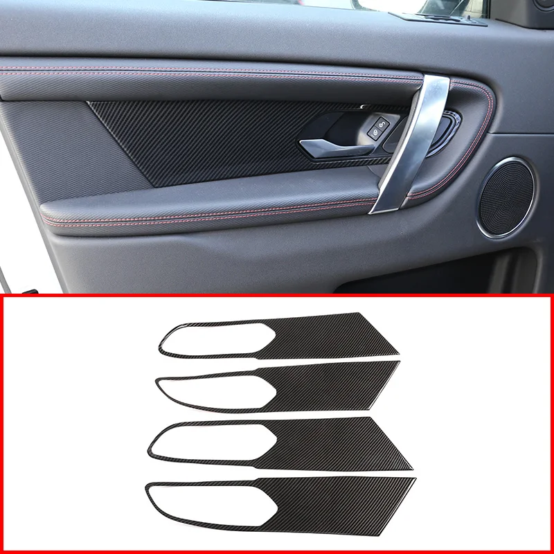 For Land Rover Discovery Sport 2020 ABS Car Accessories Interior Door Trim Panel Carbon Fiber Pattern Black 4 Piece Set