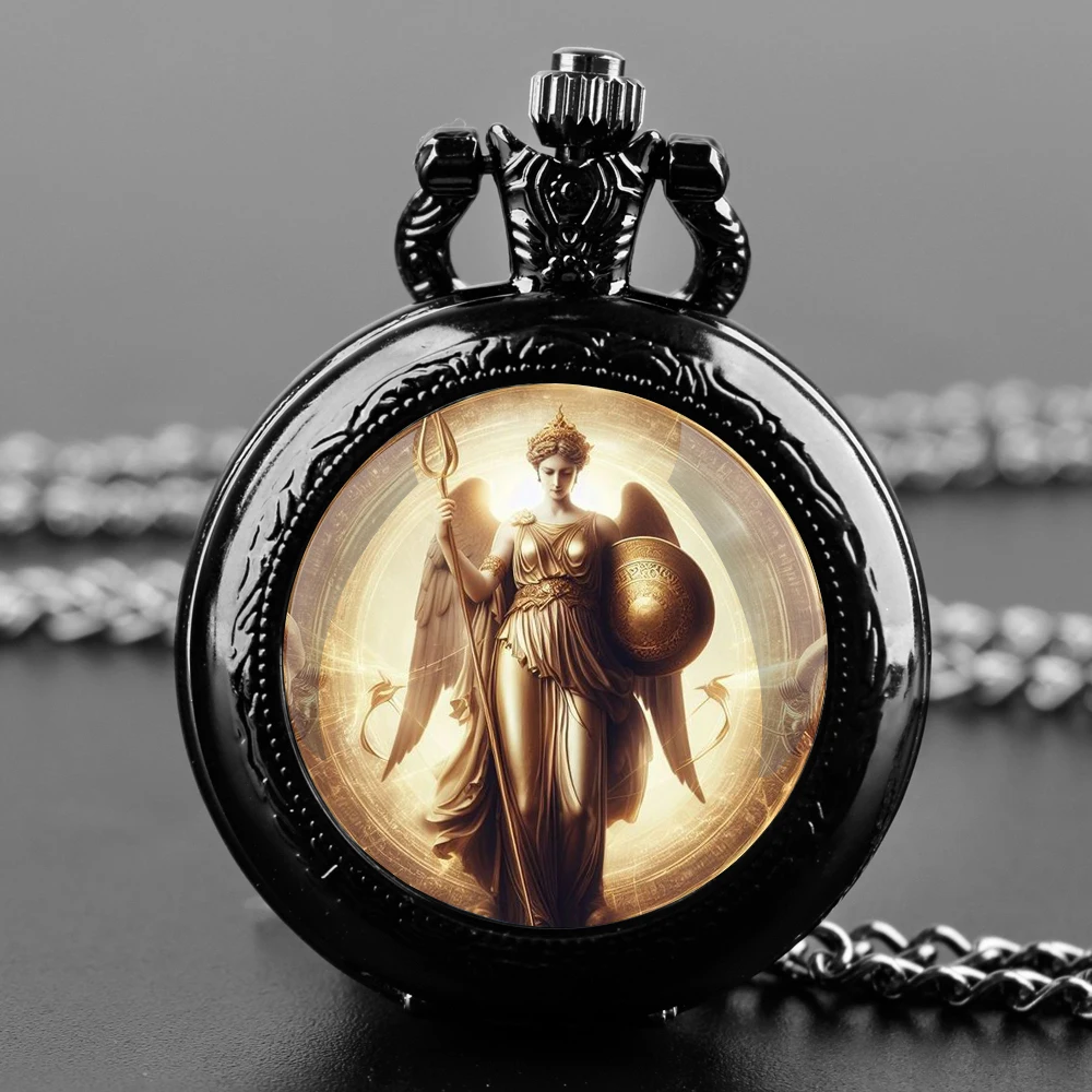 Athena Faith-reloj de bolsillo para hombre y mujer, pulsera de cuarzo con cúpula de cristal, cadena duradera, esfera con números árabes, regalos creativos, Vintage