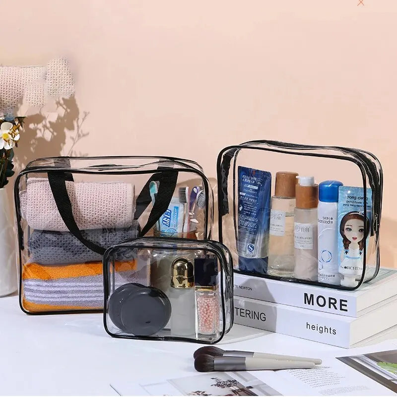 3Pcs Set Transparent Toiletry Bags Large Capacity Stroller Bag Travel Organizer Storage Pouch Makeup Cosmetics Bag Multifunction