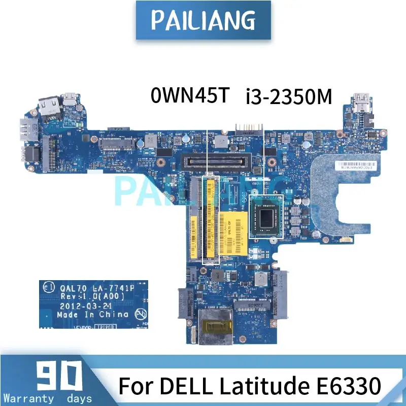 

For DELL Latitude E6330 i3-2350M Laptop Motherboard 0WN45T LA-7741P SLJ8A DDR3 Notebook Mainboard