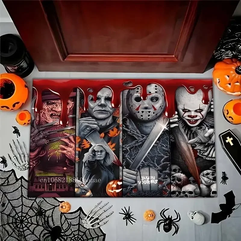 Halloween Horror Movie Character Carpet Spook Up Your Home with A Horror Floor Rug Decorative House Rules Doormat Kitchen Mat