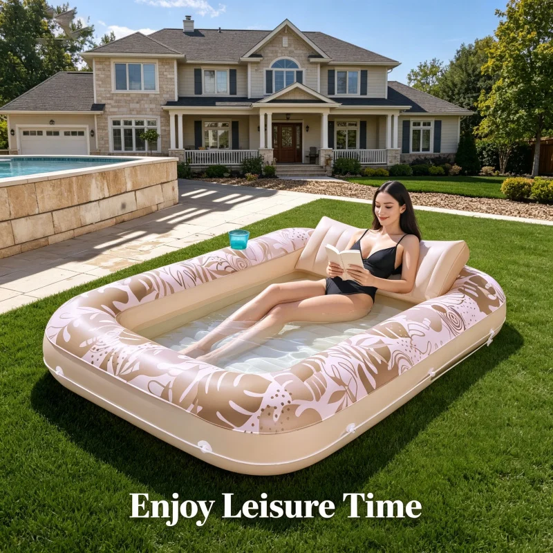 

Platinum Sun Pool Inflatable Tanning Pool Lounger Float for Adults Large Sun Tan Tub Air Water Bed Pool Floating Lounge for Outd
