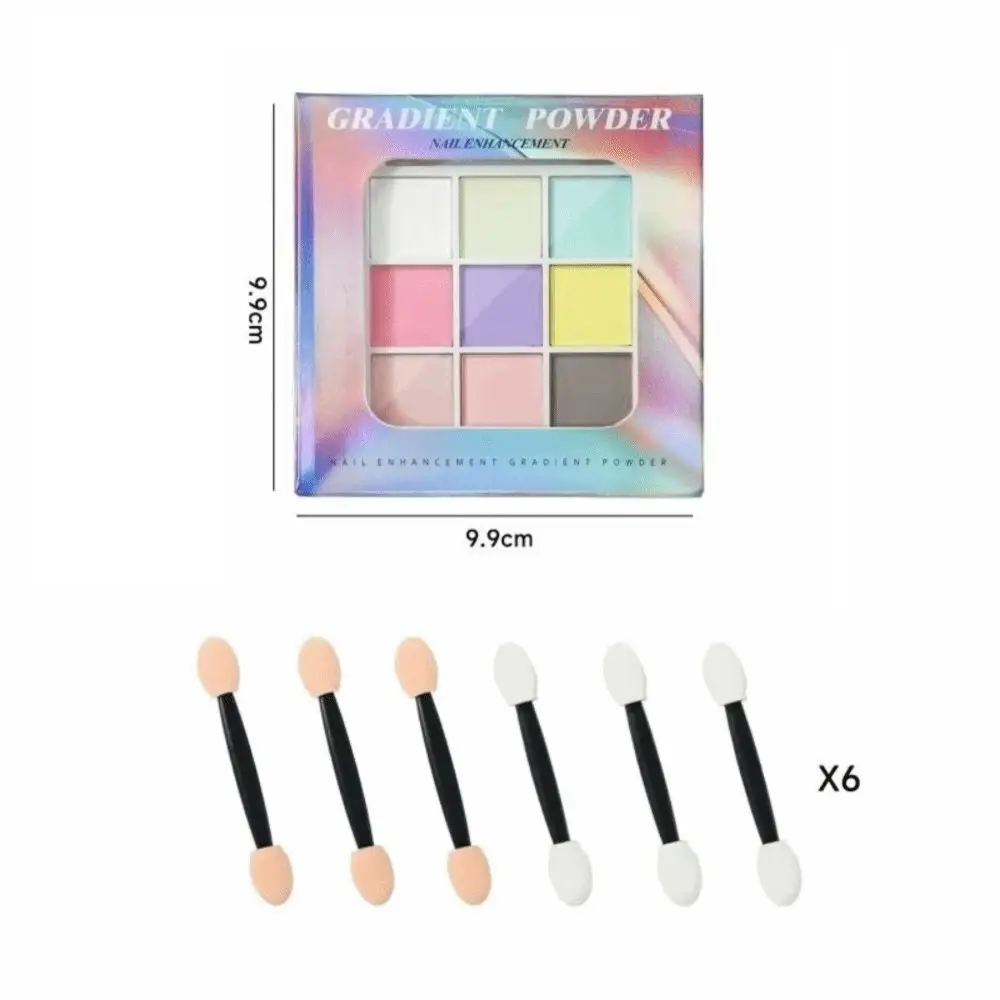 Maniküre, 9 Farben, klopfende Nagelpulver, feiner Glitzer, Schimmer, magisches Neonpulver, festes Farbverlaufsdesign, Nageldekoration