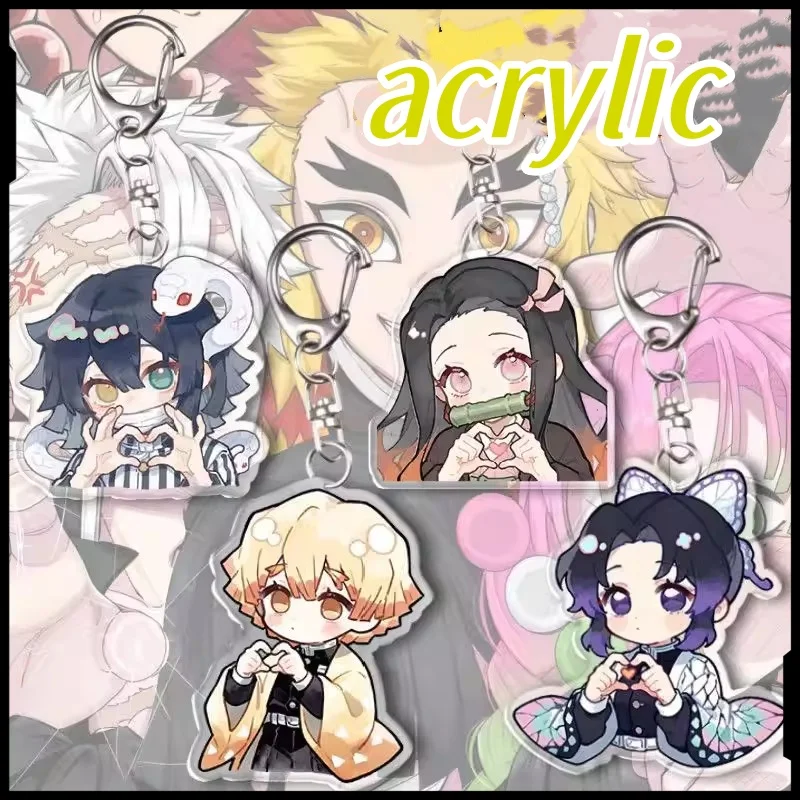 

Милый акриловый брелок Demon Slayer: Kimetsu no Yaiba (Аниме: Выживание бабочки) для украшения рюкзака, оптовая продажа, подарок на день рождения