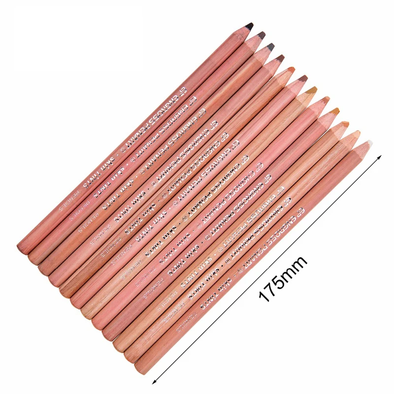 Pensil warna kreatif 12 Pcs/Set, kayu profesional, pensil Pastel lembut