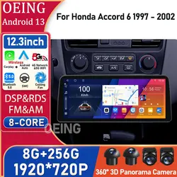 For Honda Accord 6 1997 - 2002 AI Voice Control Wireless Carplay Android Auto Radio Car Multimedia Player GPS Navigation Monitor