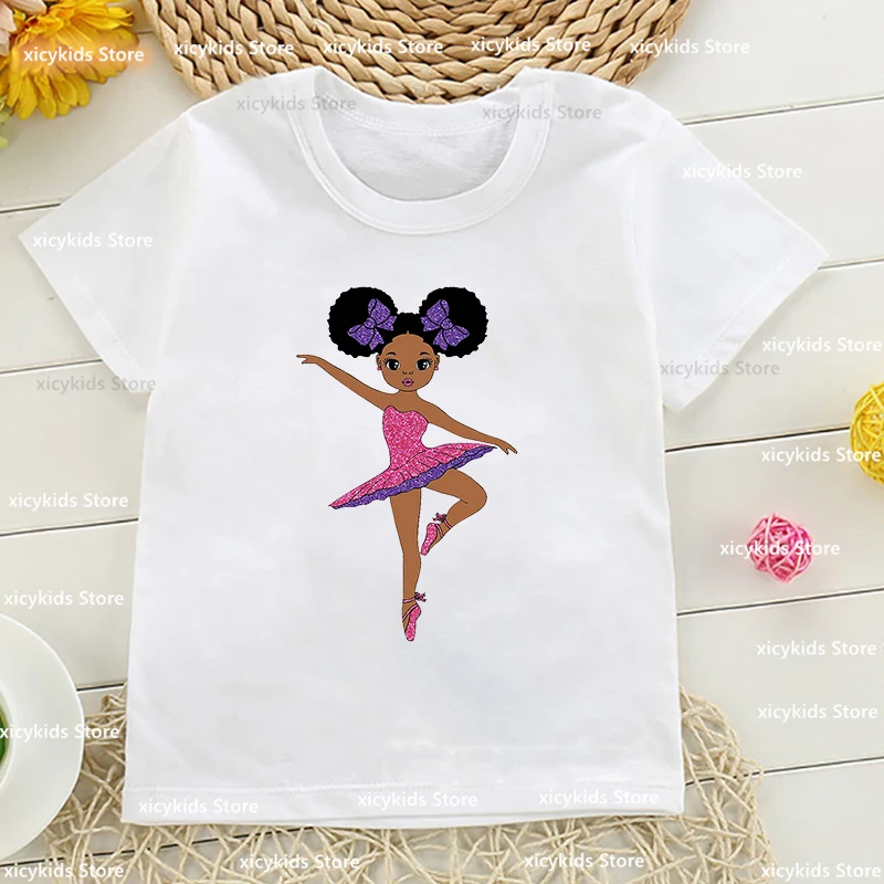 T-Shirt For Girls Melanin Girls Ballet Dance Graphic Print Black Magic Girl Tshirt Dance Clothing Tshirt Girls Baby Clothes Tees