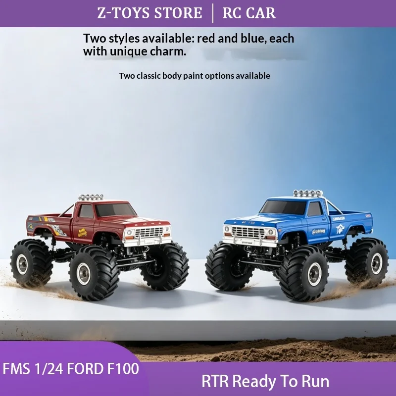 FMS FCX24 1 24 Scale RTR RC Crawler Car Ford F100 Monster Truck Magnetic Body Shell Off Road Hobby Toy Vehicle rtr off road rc