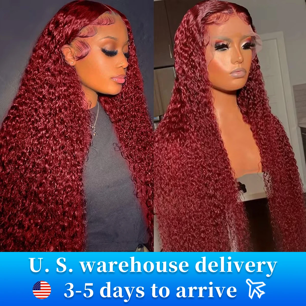 30 34 Inch Water Curly 99J Burgundy 13x4 Lace Frontal Wig High Density Red Colored Deep Wave 13x6 HD Lace Front Human Hair Wigs