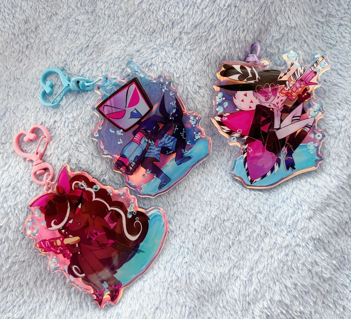 Hazbin Hotel VEES Pool Party 3-inch Pendant And Acrylic Pin Collectible Item for Fans