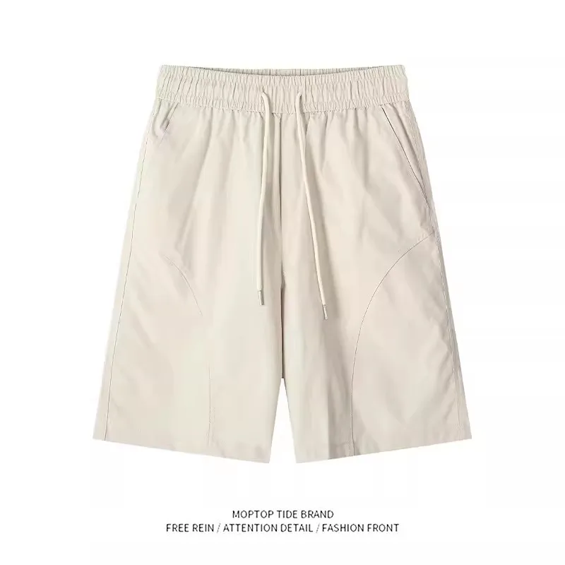 

Japanese Style Casual Loose Fit Short Pants Polyester Fiber Five-Quarter Length Straight Leg Business Casual Pure Color