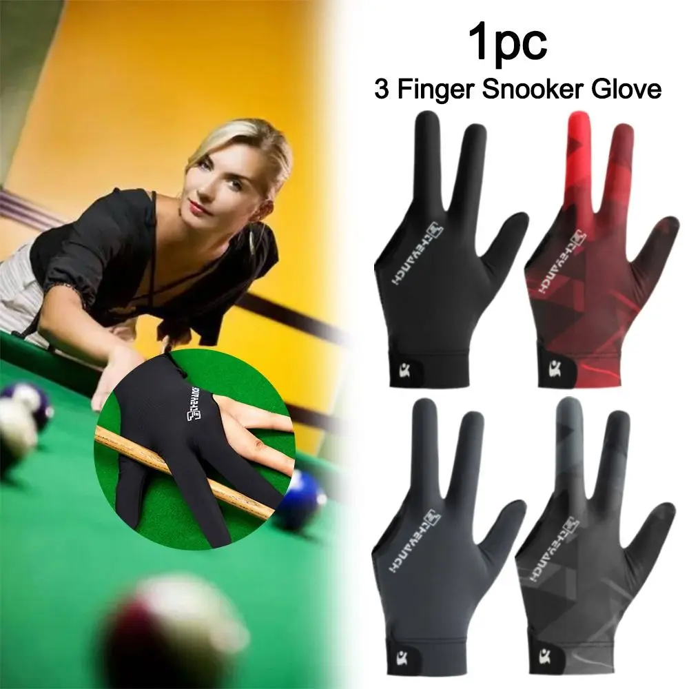 Billiards Glove Left Hand Three Finger Snooker Billiard Glove Non Slip Stickers Elastic Billiard Training Gloves Accessories