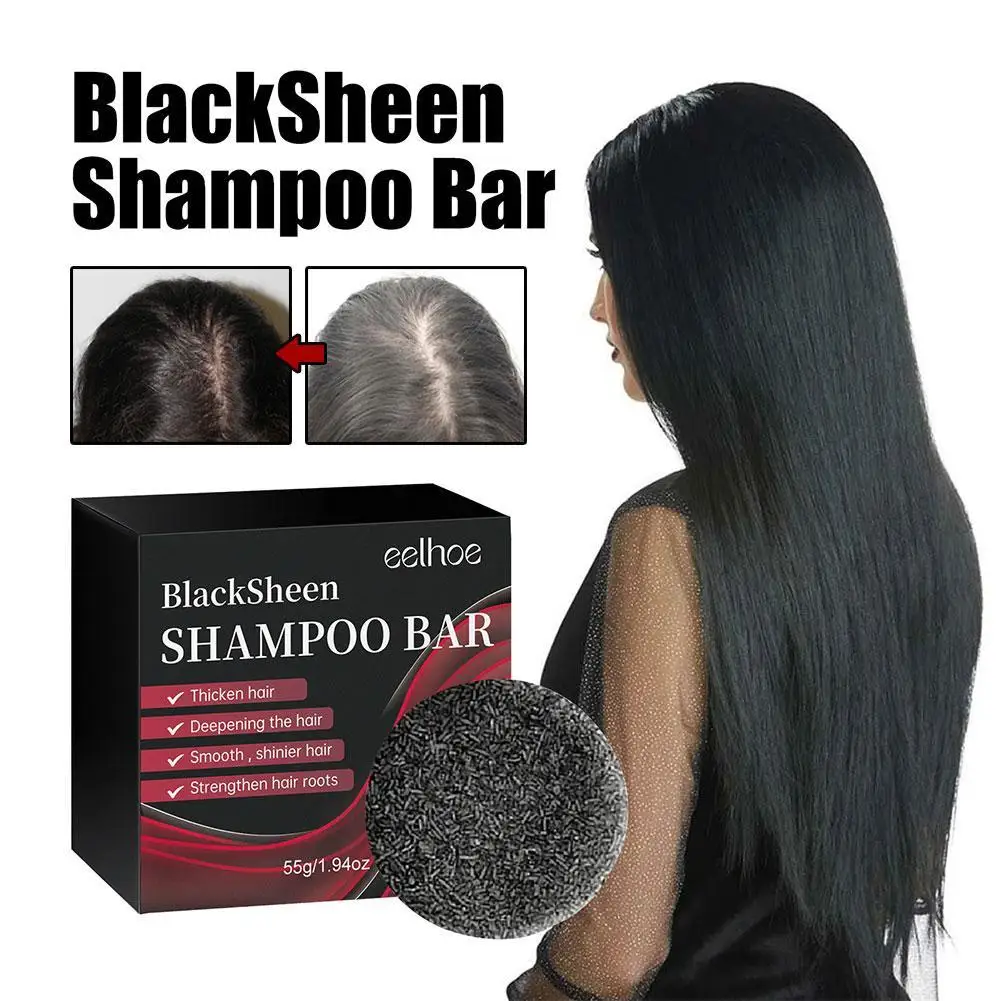 55G Haar Verduistering Shampoo Effen Zwarte Shampoo Herstellen Haarkleur Anti Haarverlies Diep Schone Zeep Bevorderen Sterk