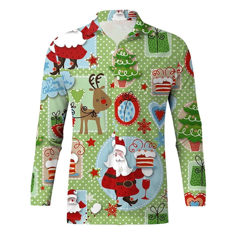 3D Festival Christmas Printing Long Sleeve Shirts For Men Children Fashion Merry Christmas Shirts & Blouses Clothing Women Tops