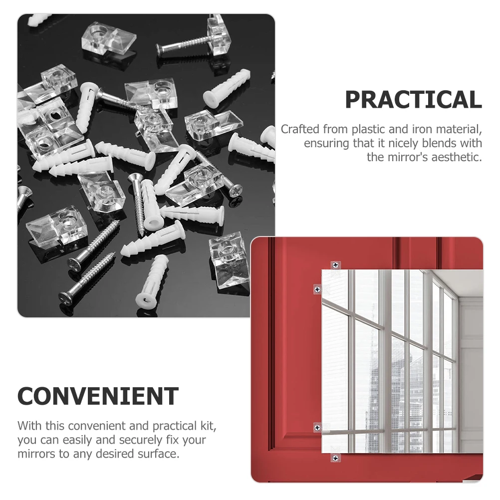 

20pcs Mirror Mounting Clips Glass Holder For Shower Mirror Fixing Transparent Brackets Glass Support Clamp Bracket Hardware