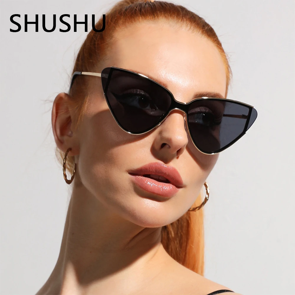 Sexy Retro Triangle Cat Eye Sunglasses Women Brand Designer Metal Luxury Sun Glasses Female Punk Fashion Ladies Oculos De Sol