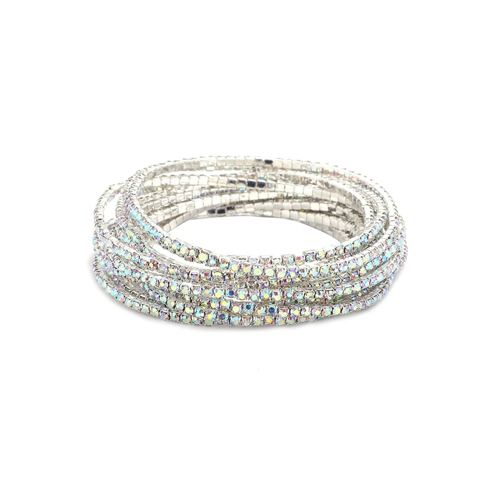 12pcs Personalized Sparkling Multi layer Bracelet Jewelry Bridal Wedding Elegant Dress Dressing Jewelry Accessories