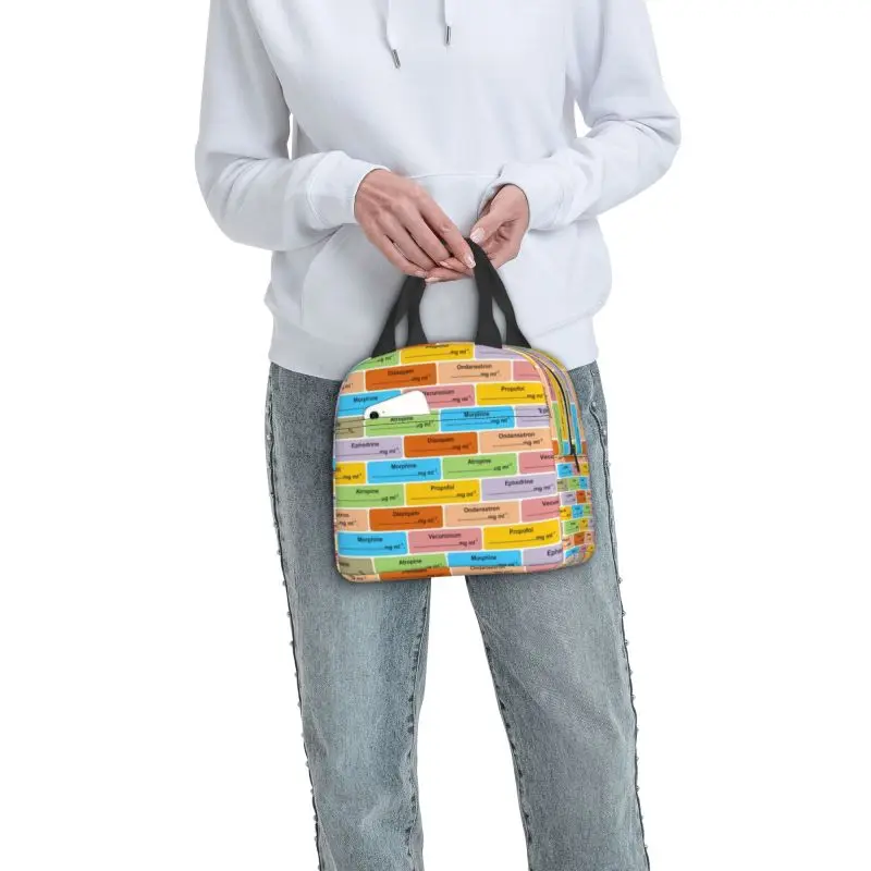 الطبية ممرضة التخدير الدواء تسميات حقيبة الغداء ، المحمولة الحرارية برودة ، صندوق معزول للنساء والأطفال ، الغذاء حمل الحقائب