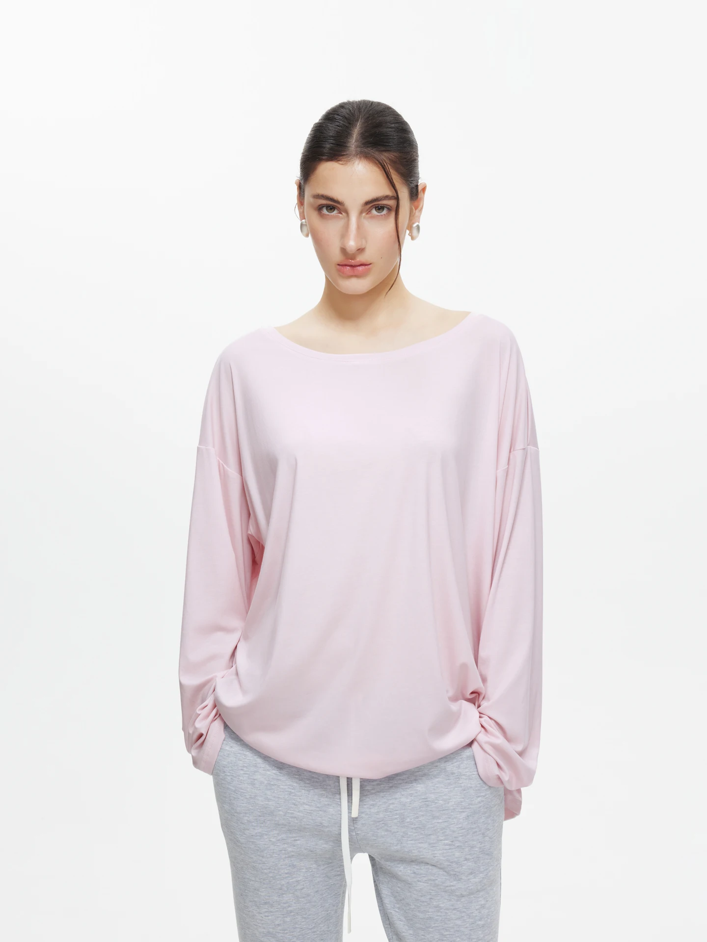 Long Sleeve Knitted Silk T-Shirt Women's Loose Sun Protection Shoulder Baring Top Casual Style Pure Color Summer Cool Feeling