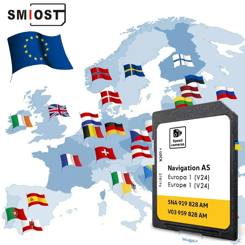 32GB SD Card for VW AS V24 Car Navigation System MIB2 with GPS EU Maps Software Newest 2026 Version