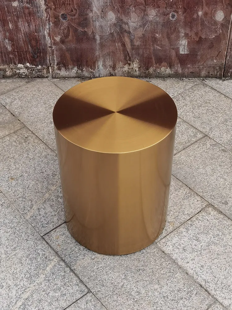 Luxury Metal Cylindrical Coffee Table,Electroplating Brushed Stainless Steel Furniture Living Room Sofa,Side Round Tables
