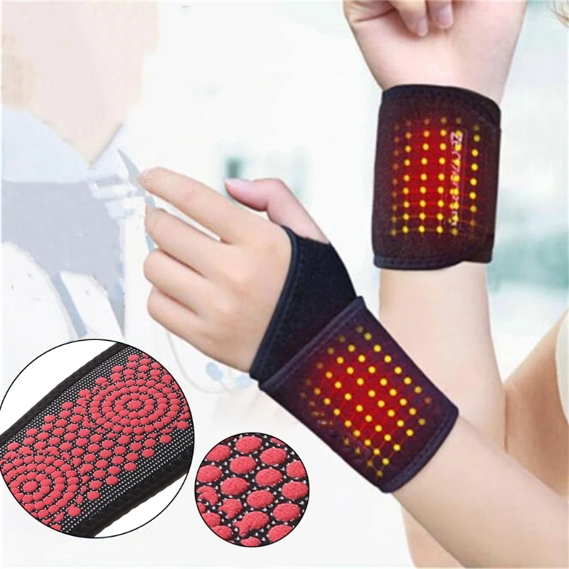 Magnetic Therapy Self-Heating Wrist Support Brace Wrap Heated Hand Warmer Compression Pain Relief Wristband Belt