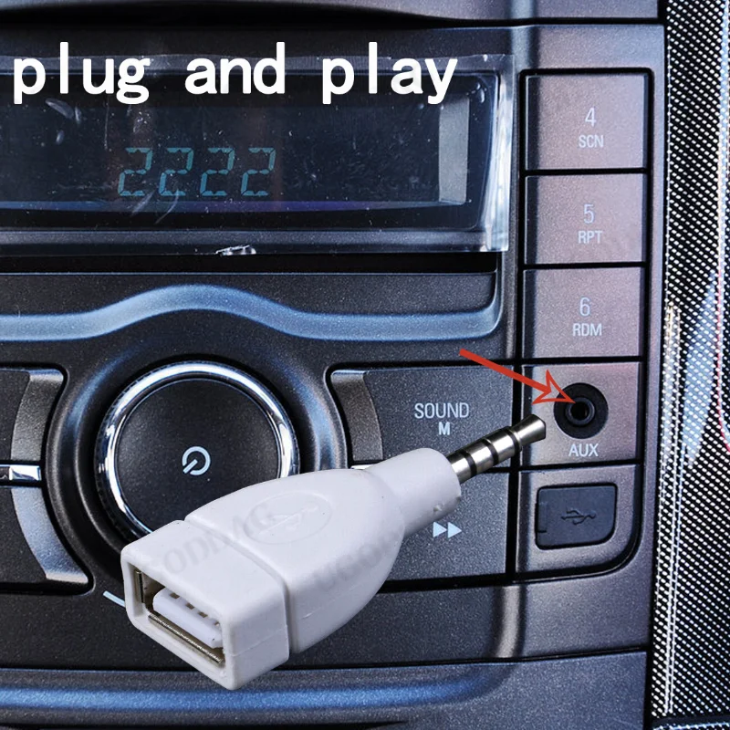 Audio-Konverter 3,5-mm-Aux-Audio-Steckerbuchse an USB 2.0-Konverteradapter für Car-Audio