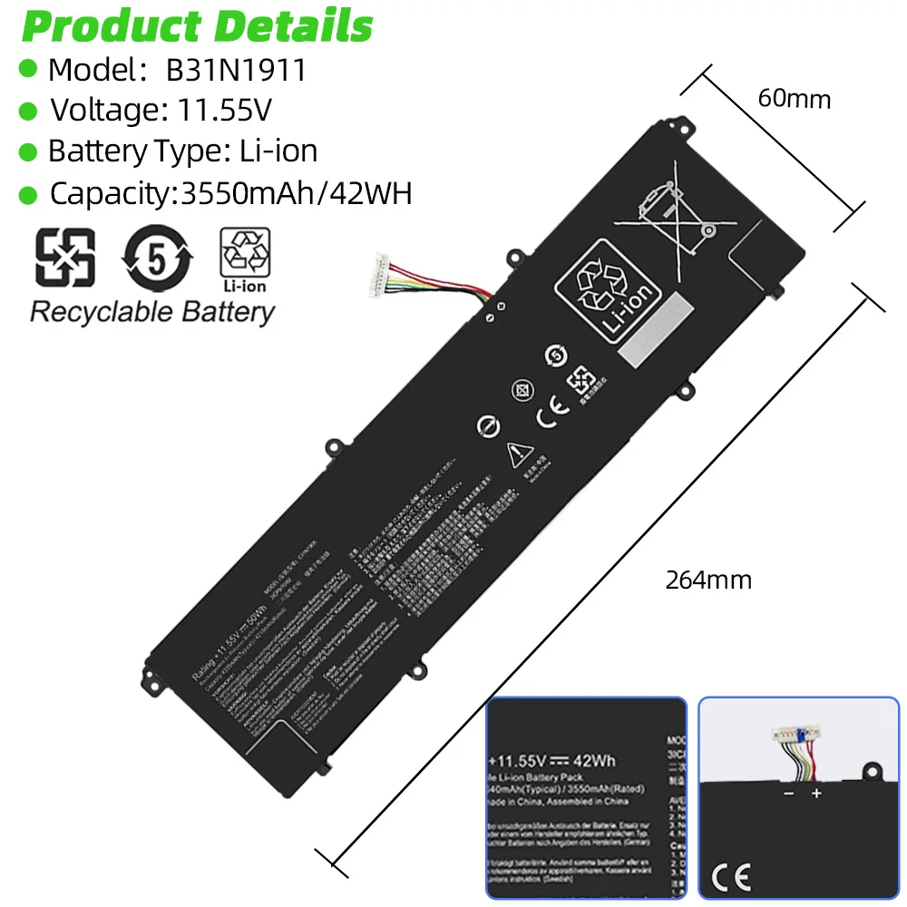 SKOWER بطارية الكمبيوتر المحمول ل ASUS VivoBook Flip 14 TM420IA TP470EA M413DA-EK162T EK007T X421DA X421EA B31N1911 C31N1911 3ICP5/57/80
