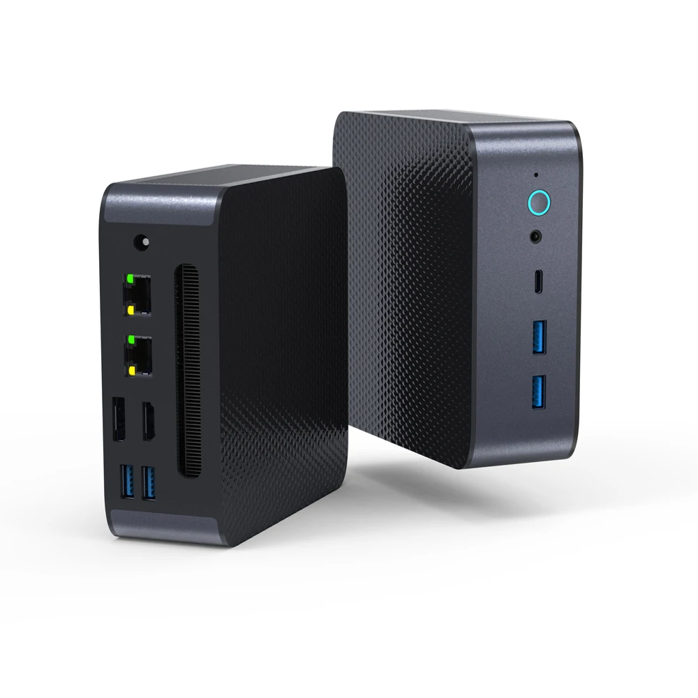 Mini PC sólida AI AMD Ryzen 7 8745HS 2*2,5G RJ45 Dual DDR5 NVMe 3 * pantalla Mirco ordenador de escritorio de oficina Win11 HD DP tipo C Sever