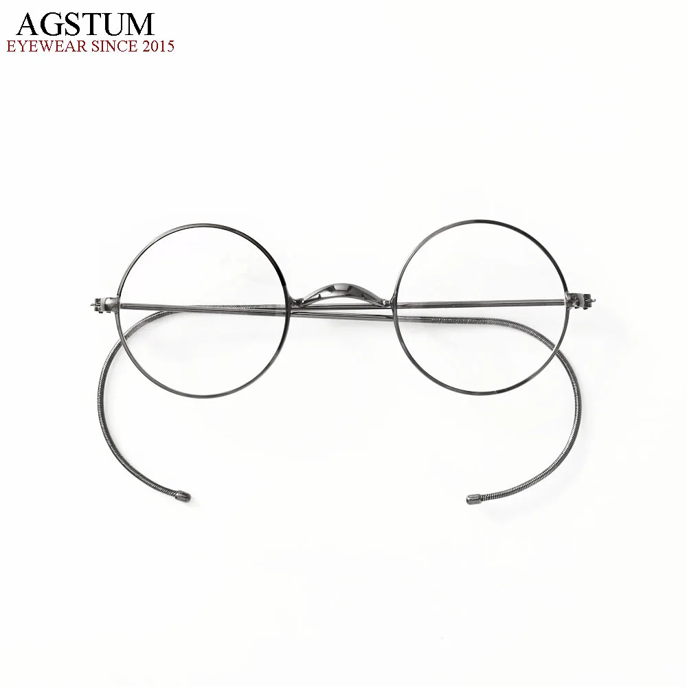 42mm Retro Circle Round Vintage Antique Wire Rimmed Glasses Optical Eyeglasses Frame with Cable Temple for Secure Fit Unisex