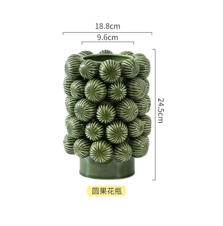 Pear Shape Fig Vase Ceramic Vase Green Gloss Glaze 3D Fruit Indoor Tabletop Flower Pot for Home Living Room Dining Decor