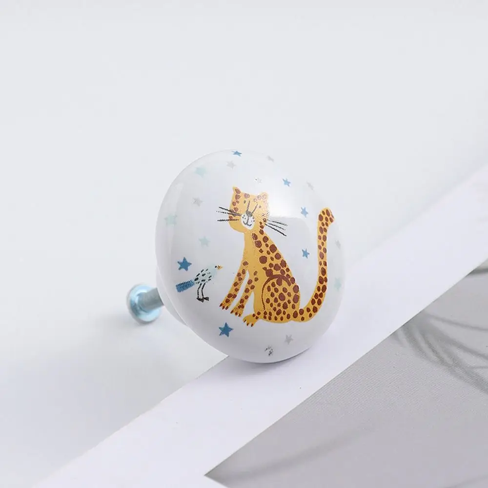 Wardrobe Pulls Ceramic Door Handles Cupboard with Screw Animal Furniture Handles Flowers Round Cabinets Drawers Knobs