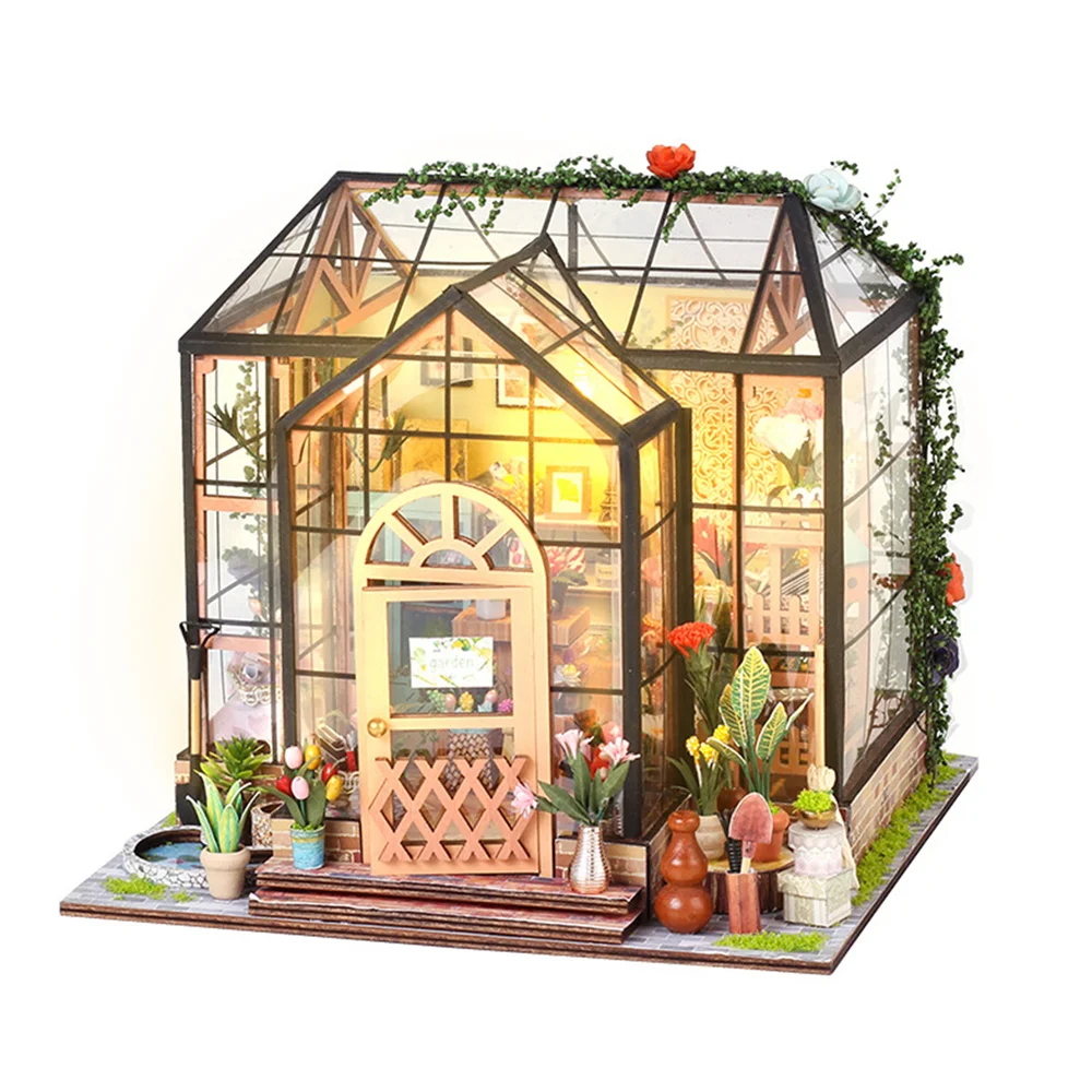 Doll House Kit Mini DIY Flower House Handmade 3D Puzzle Assembly Building Toys Home Bedroom Decoration With Furniture DollHouses