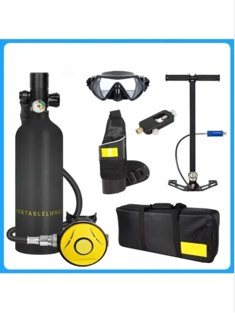 1L Mini-Tauchflasche Komplettset, 3000 PSI Hochdruck-Luftflasche mit Manueller Handpumpe, 15-20 Minuten Unterwasser-Atemtank für Outdoor-Tauchen und Schnorcheln