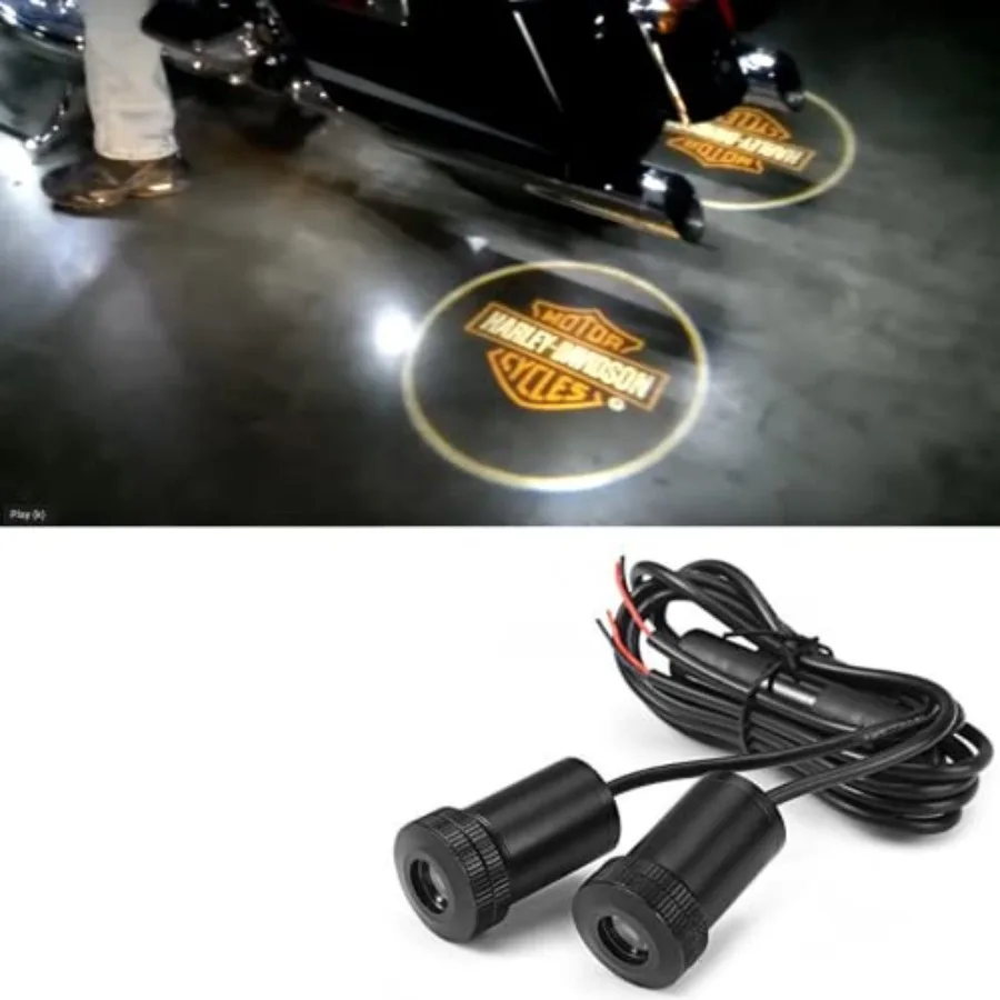 

2PCS Motorcycle Shadow Laser Projector LED Door Lights with Harley Logo Design Universal Fit for V-Twin Cruiser Models Across A
