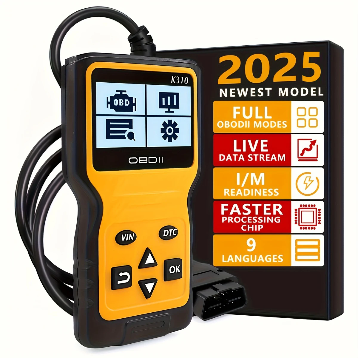 

K310 Обновленная версия сканера Obd2 Автомобильный считыватель кодов неисправностей двигателя Диагностический сканирующий инструмент подходит для всех Obd II 1996 года