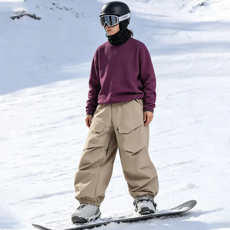 Picture 6: Winter New Ski Pants Women's Single Board Wide Leg Windproof Waterproof Sports Outdoor Warm Skiing Wear Men Baggy Snow Trousers