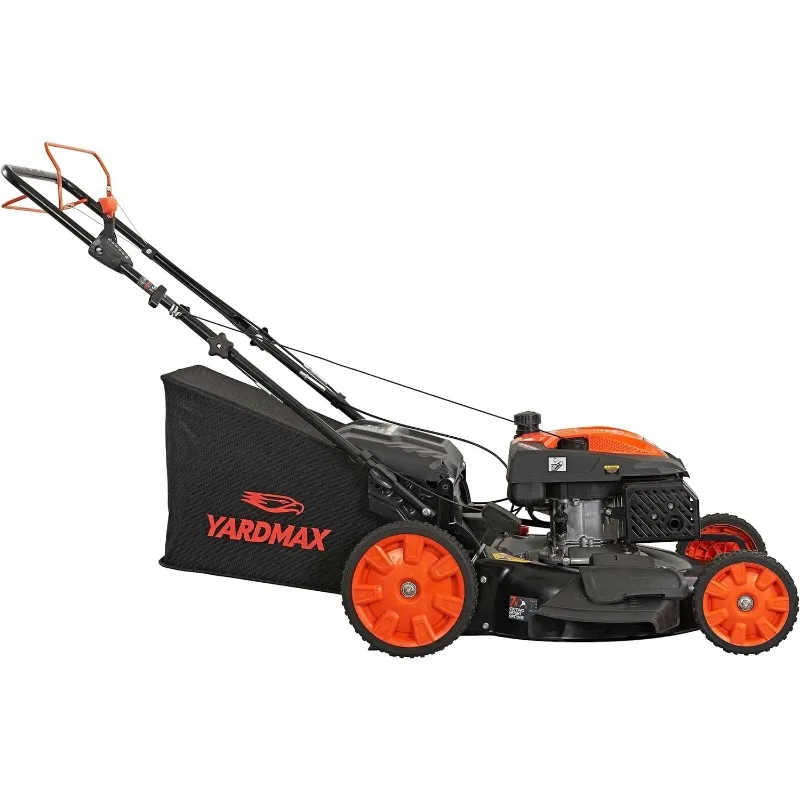 YARDMAX 22 in. 201cc Select PACE 6 Speed CVT High Wheel RWD 3-in-1 Gas Walk Behind Self Propelled Lawn Mower, Black