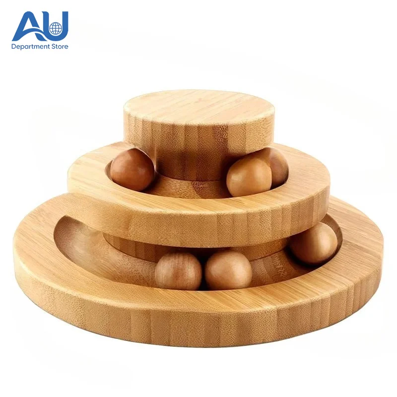 Solid Wood Cat Toy Wooden Turntable Rolling Ball Double Three Layers Four Layers Cat Bite Resistant Toy