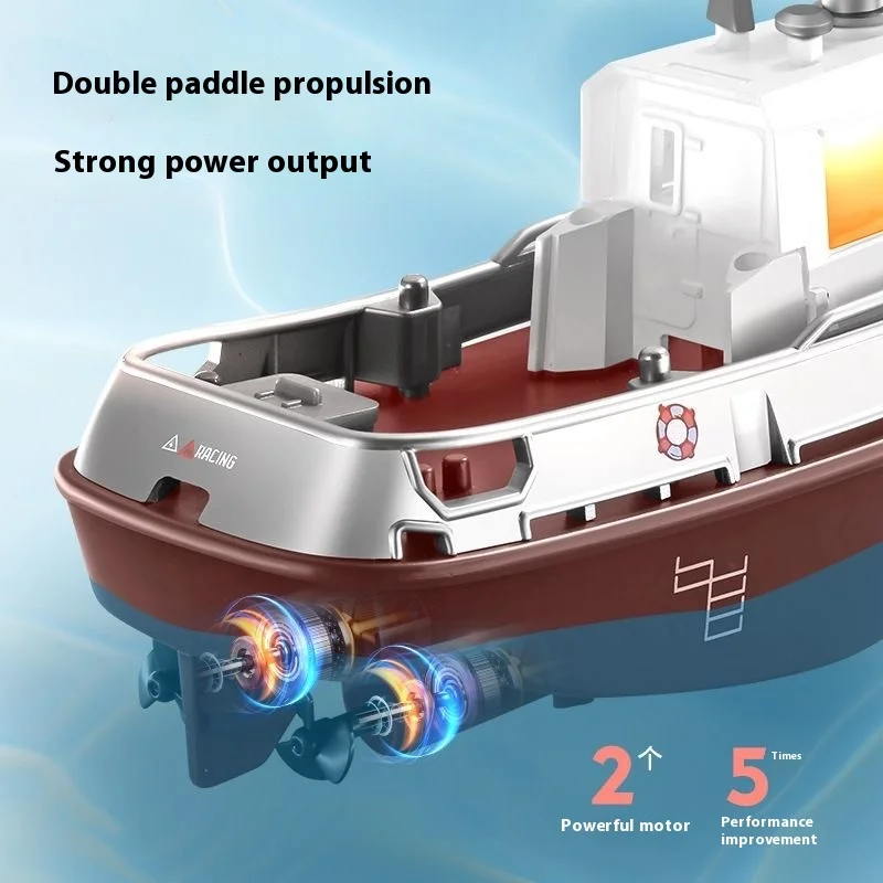 1:32 Mini zdalnie sterowana łódź ratownicza 2.4g Rc Tugboat Led Light Rc Ship Lighting Elektroniczne łodzie Rc Zabawki wodne Chłopcy Dziewczynki Prezent