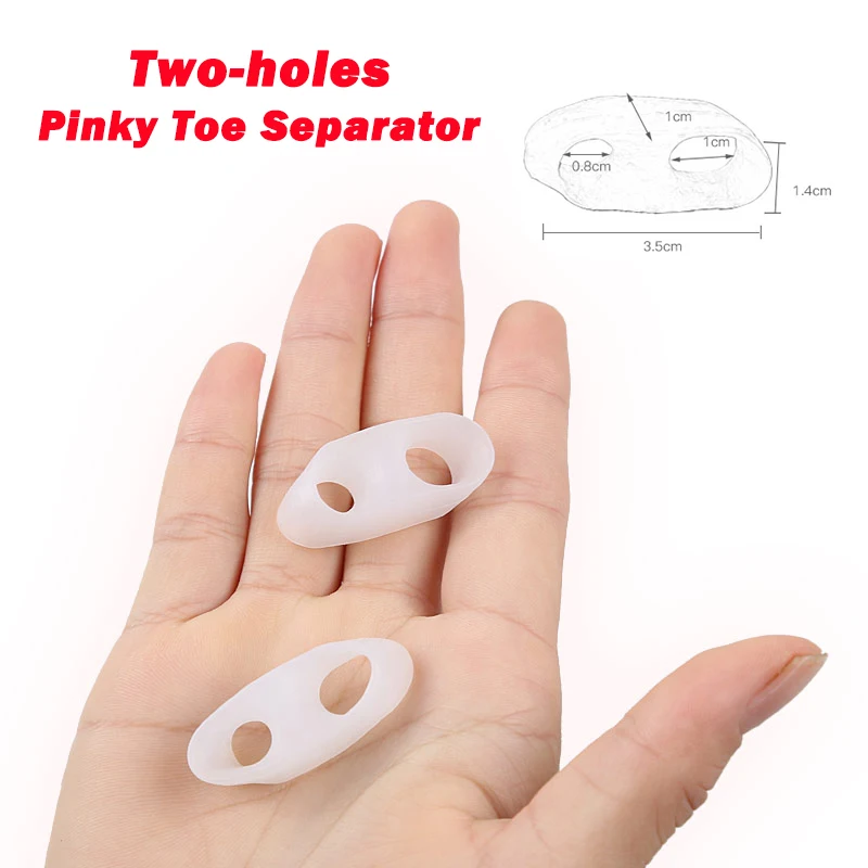 Pexmen 2 Stuks Teenseparators Twee Gaten Gel Pinky Teen Corrector Kleine Teen Spacer Voor Overlappende Teen Likdoorns Eelt En blaren