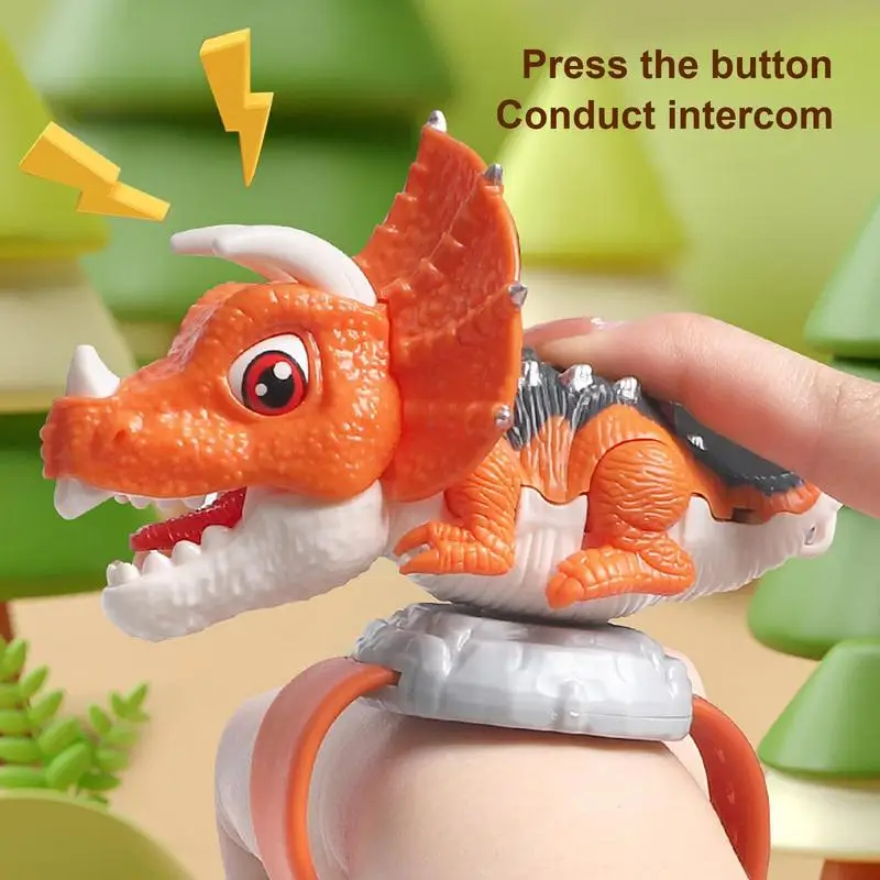 Dinosaur Walkie Talkie para crianças, estilo relógio, brinquedo de interfone sem fio, camping, 2 peças