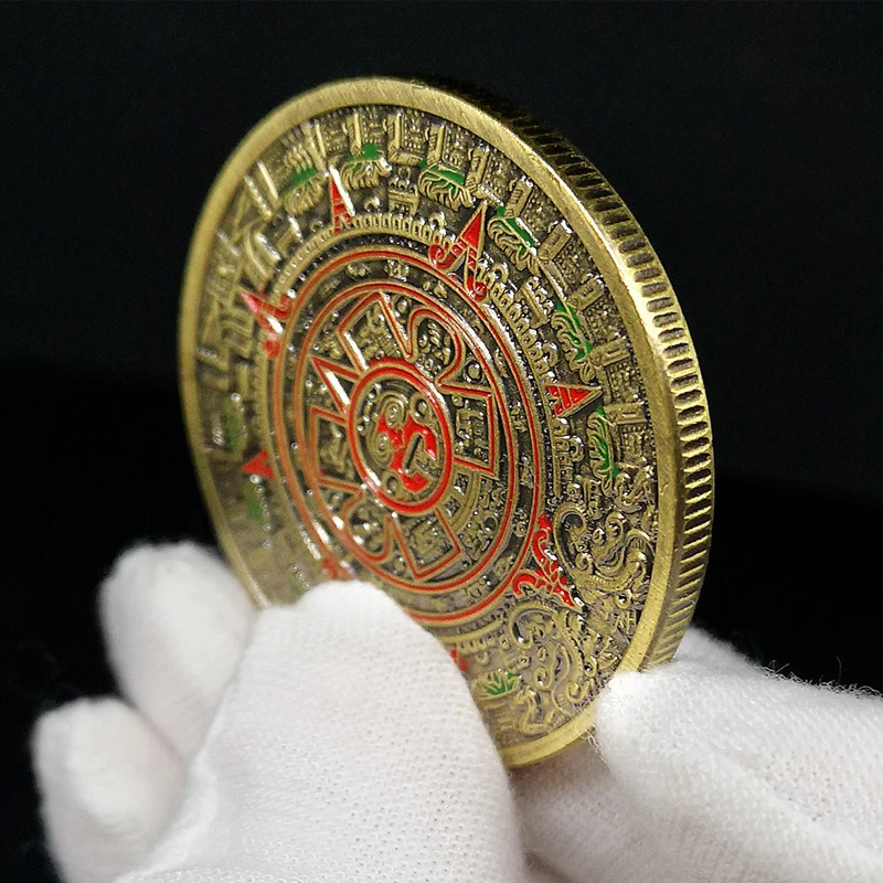 5PCS Mayan Aztec Calendar Challenge Coin Decision Making Games For Kids And Adults Antique Collection Commemorative Gifts