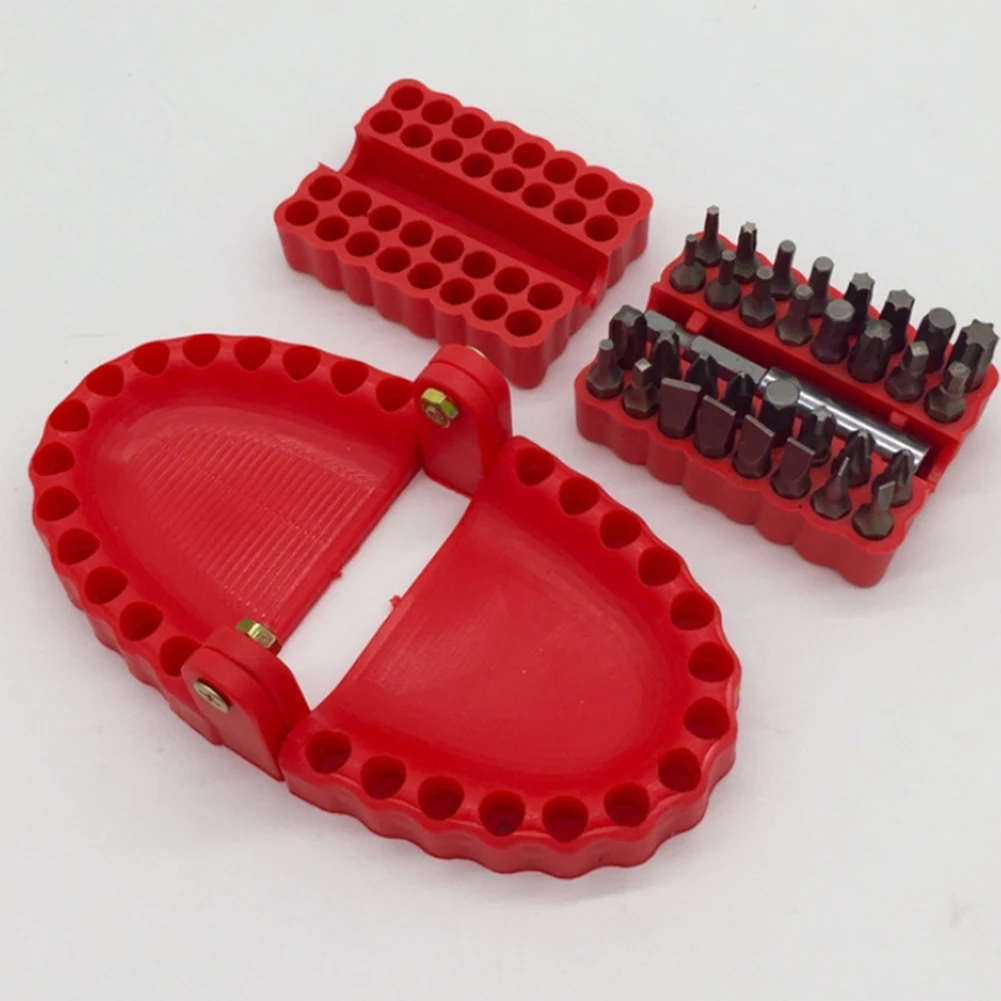 

A76K Denture Screwdriver Bit Organizer Holder With Magnetic Base,Drill Bit Holder With 32Pcs Bits And 1 Extension Socket